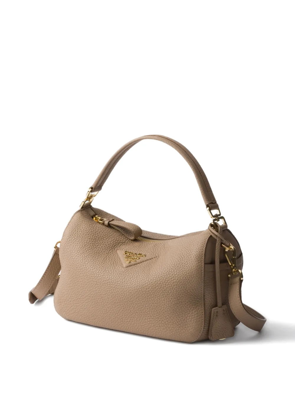 Кожаная сумка через плечо Prada, бежевый — фото 3