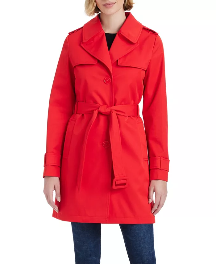 

Женское короткое однобортное пальто с плиссированной спинкой kate spade new york, красный