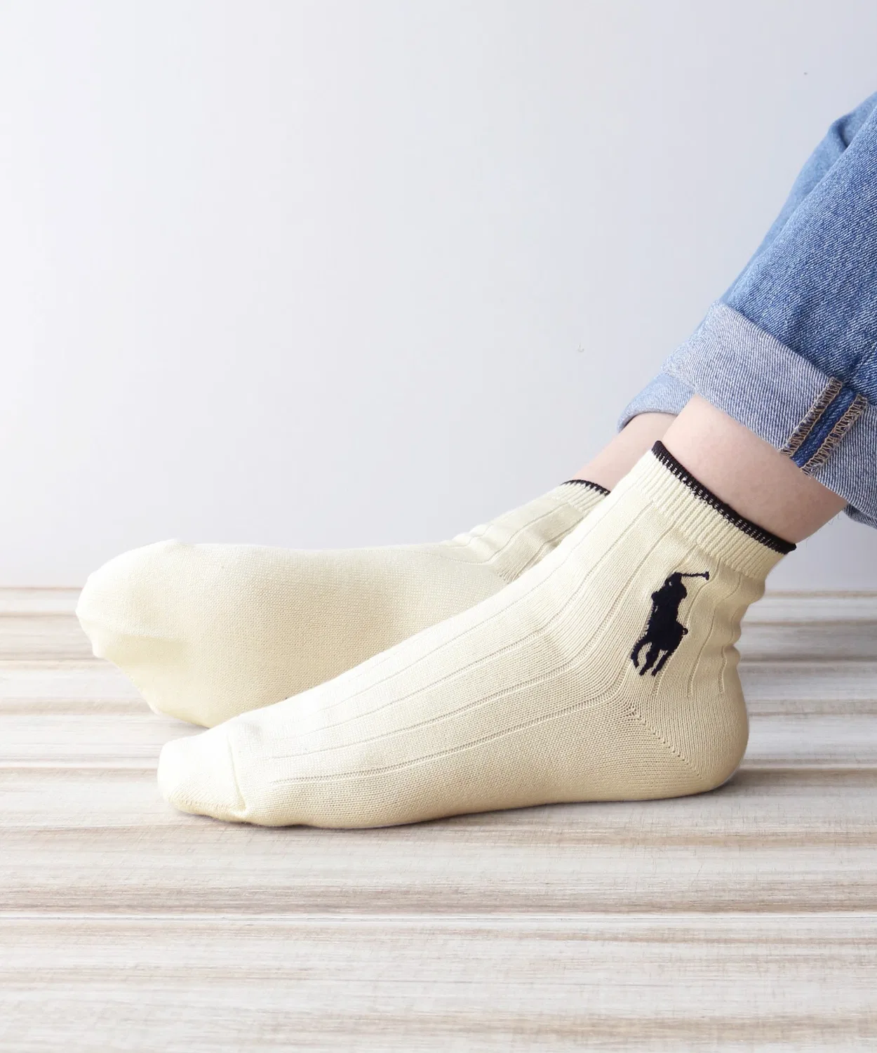 Носки короткие Polo Ralph Lauren с логотипом, из супима хлопка, офф-белый