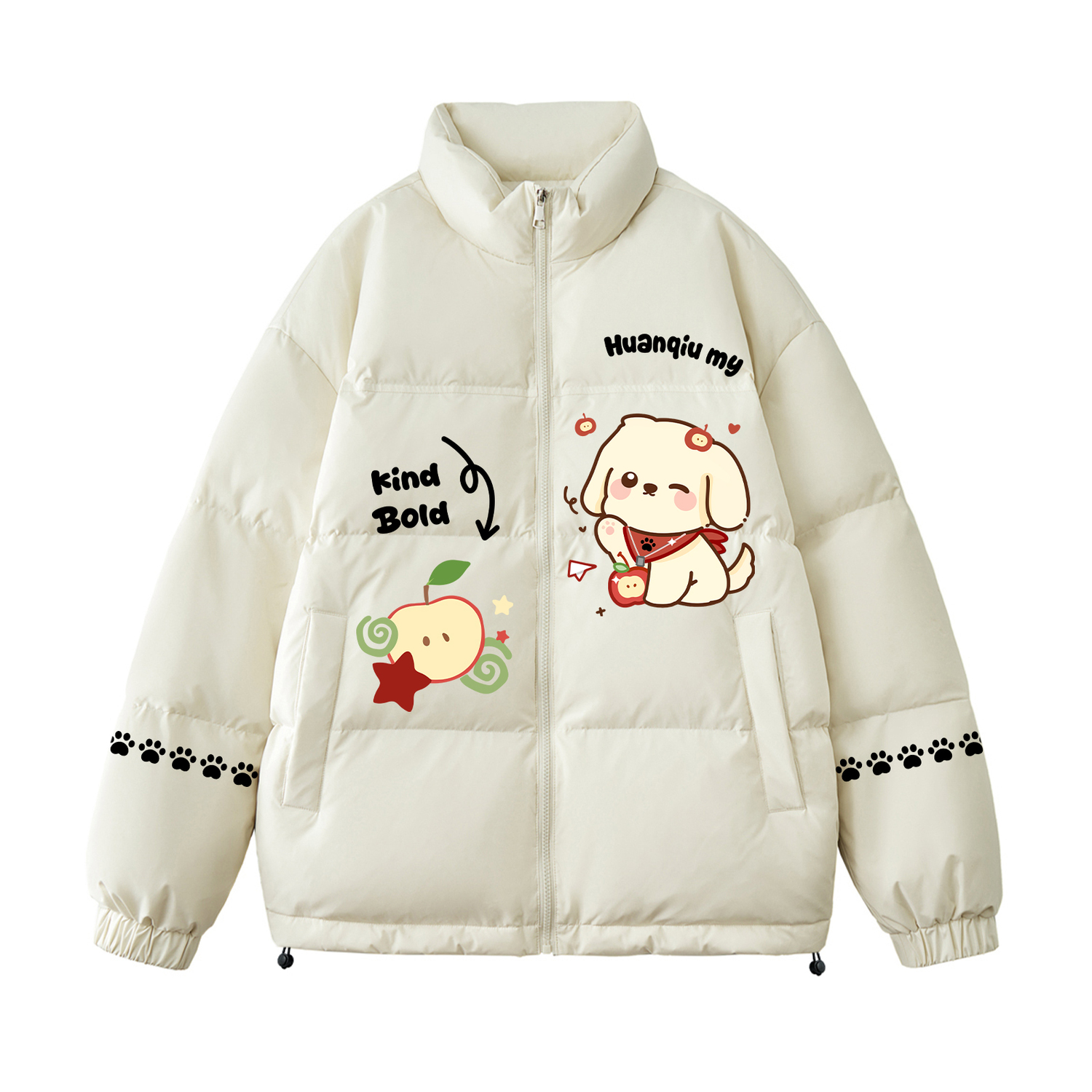 

Пуховик Unisex с воротником стойкой утепленный HUANQIU, бежевый оранжевый