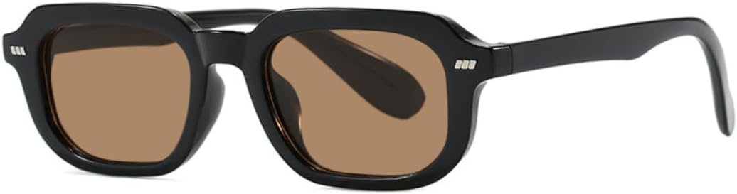 

Модные квадратные солнцезащитные очки для женщин с защитой от УФ-излучения UV400, ретро-стиль, панк-стиль, прямоугольные солнцезащитные очки для мужчин с леопардовым принтом TVTBBVV, Black Tea