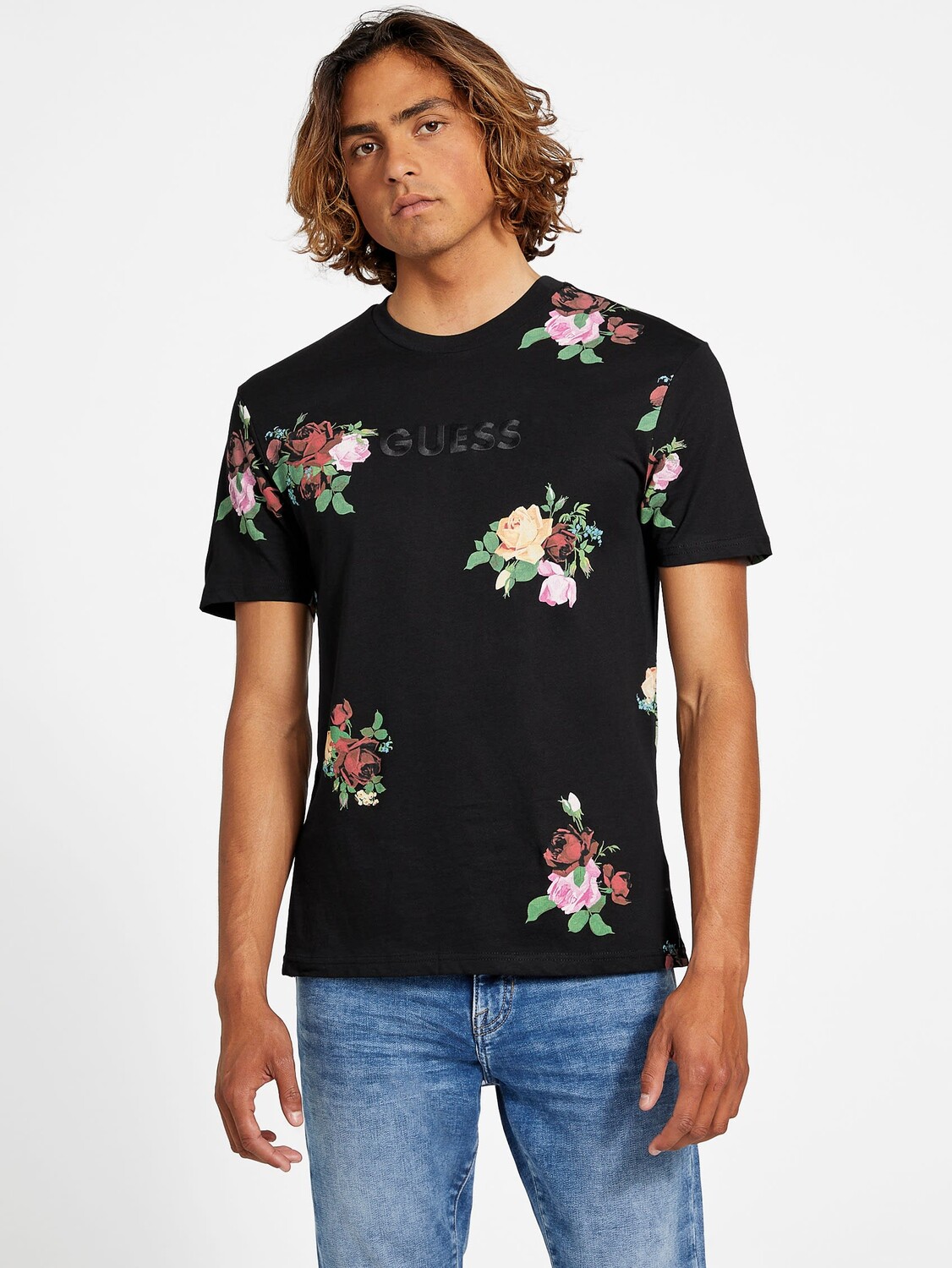 

Футболка Eco Lane с цветочным принтом Guess Factory, черный