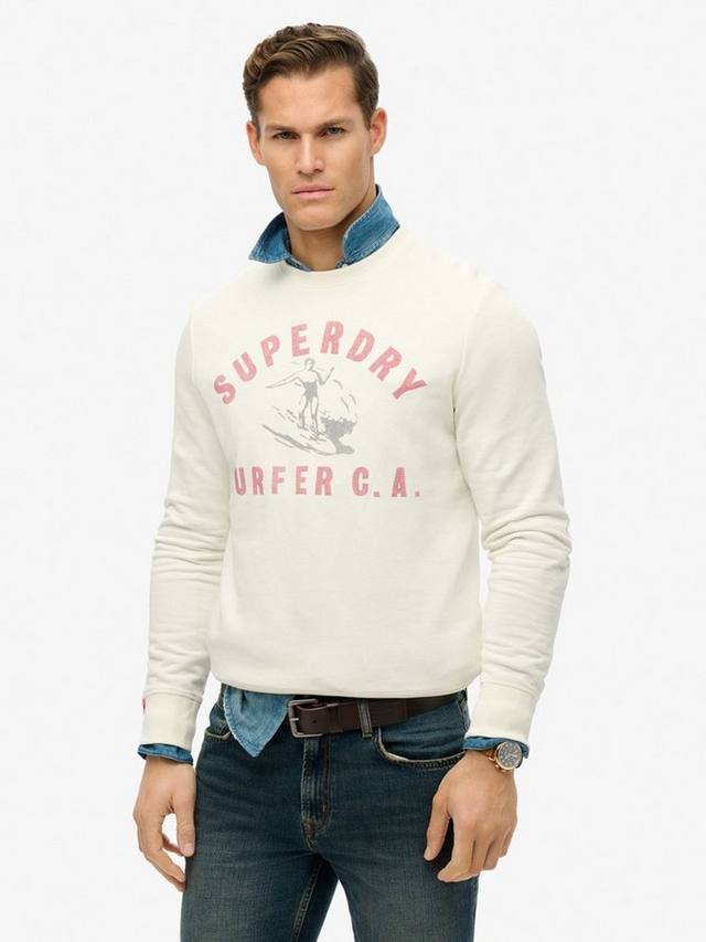 

Хлопковый свитшот с логотипом Superdry, Cream