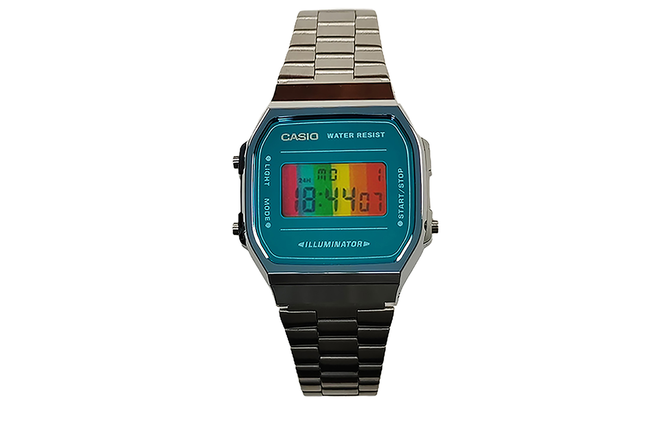 

CASIO Часы Retrofit Series Quartz Movement Stainless Steel Strap Watch Men's Watch Blue Dial, Blue Dial Multicolor Vertical Stripes with Crystal Glass Lens