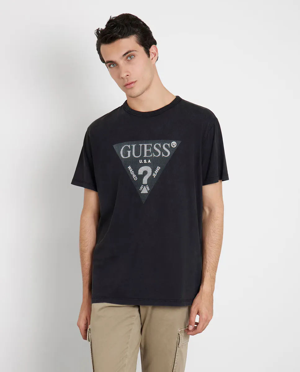 

Мужская футболка с логотипом спереди Guess, черный