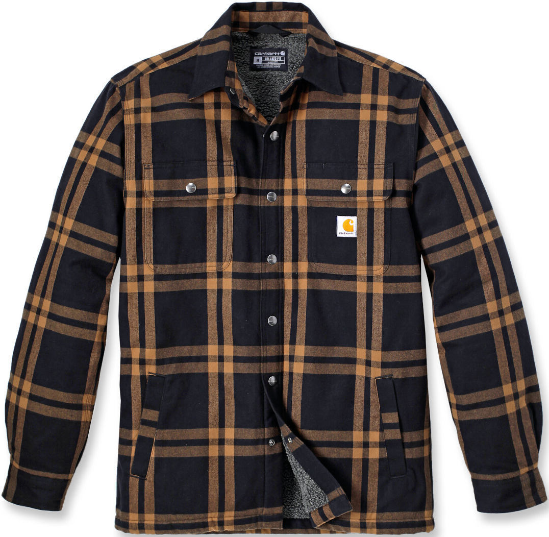 

Рубашка Carhartt Relaxed Fit Flannel Sherpa Lined Shirt, цвет Black/Brown