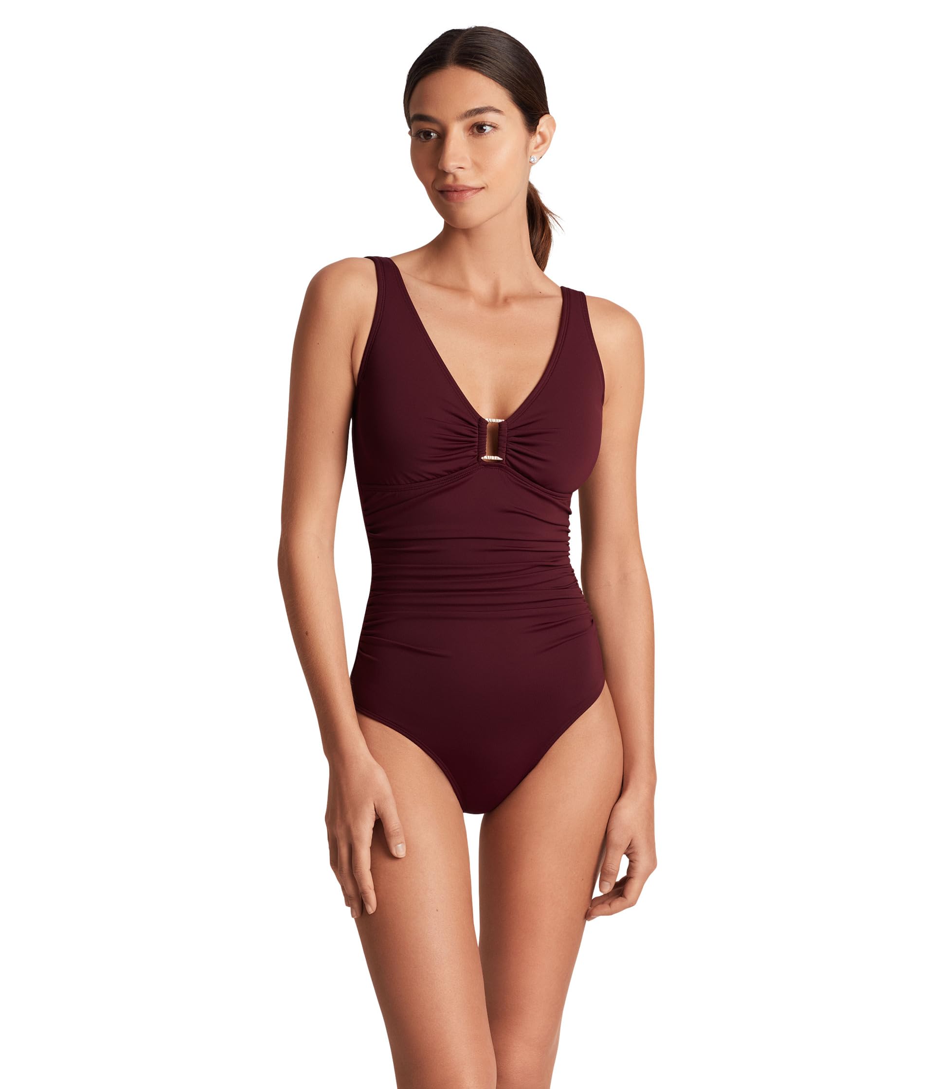 

Купальник Lauren Ralph Lauren Beach Club Solids Ring Front Underwire One-Piece, Claret