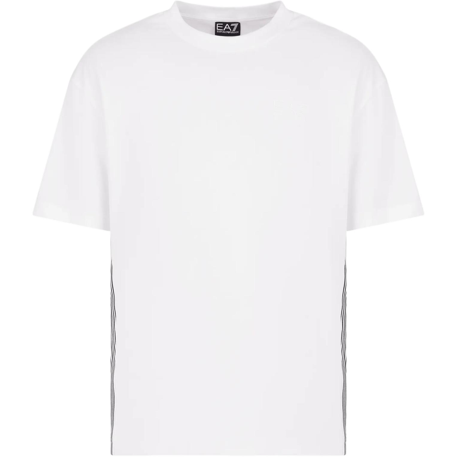 Футболка с логотипом и боковыми полосками EMPORIO ARMANI, белый — фото 3