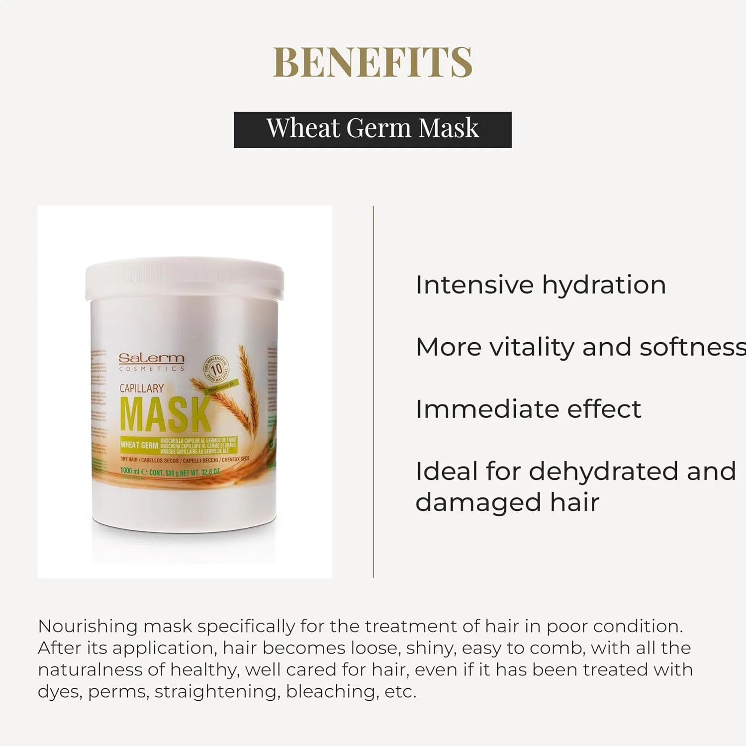 Маска для волос Salerm Wheat Germ Conditioning Treatment 1 л Salerm — фото 3