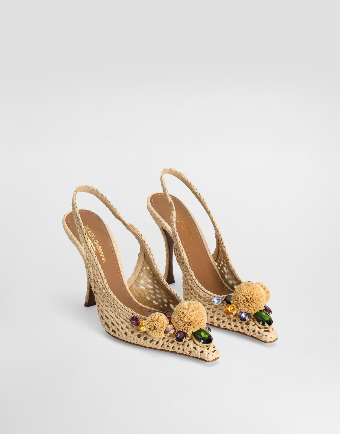 Слингбэк из рафии, связанный крючком, с камнями Dolce & Gabbana, мультиколор — фото 2
