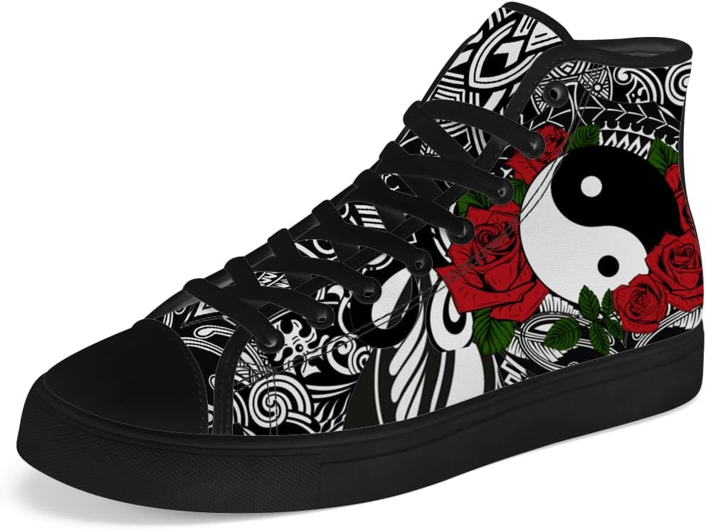 

Кеды на высокой подошве Yin и Yang, кроссовки на высокой подошве с шнуровкой, повседневная обувь, подарок для мужчин и женщин Chebing, черный