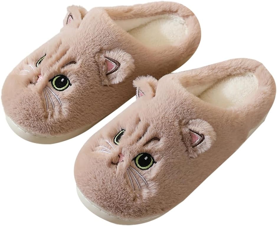 

Мягкие домашние тапочки в виде кошек для женщин и мужчин. Милые плюшевые хлопковые тапочки с изображением кошек. Домашние тапочки для любителей мультяшных кошек Hzxsny, коричневый