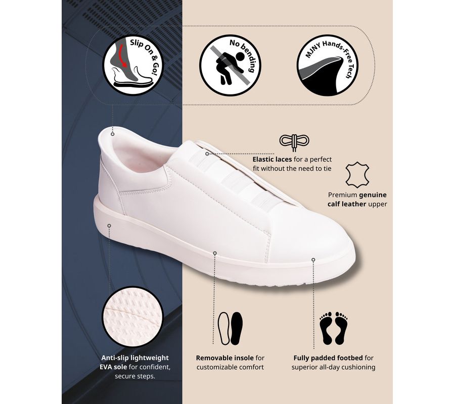 Мужские легкие кроссовки Allen St Hands-Free Slip On Technology Marc Joseph New York, White napa leather — фото 2