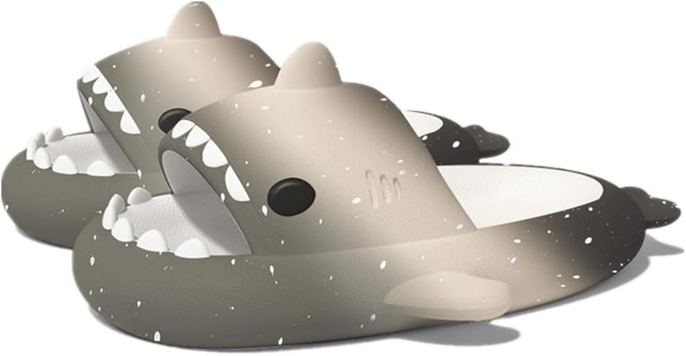 

Тапочки с милой акулией kaitesi, градиентное мороженое, мягкая подошва 4 см, толстая мягкая подошва, летние шлепанцы с акулией для женщин и мужчин, EVA, противоскользящие повседневные шлепанцы, черный/серый/бежевый