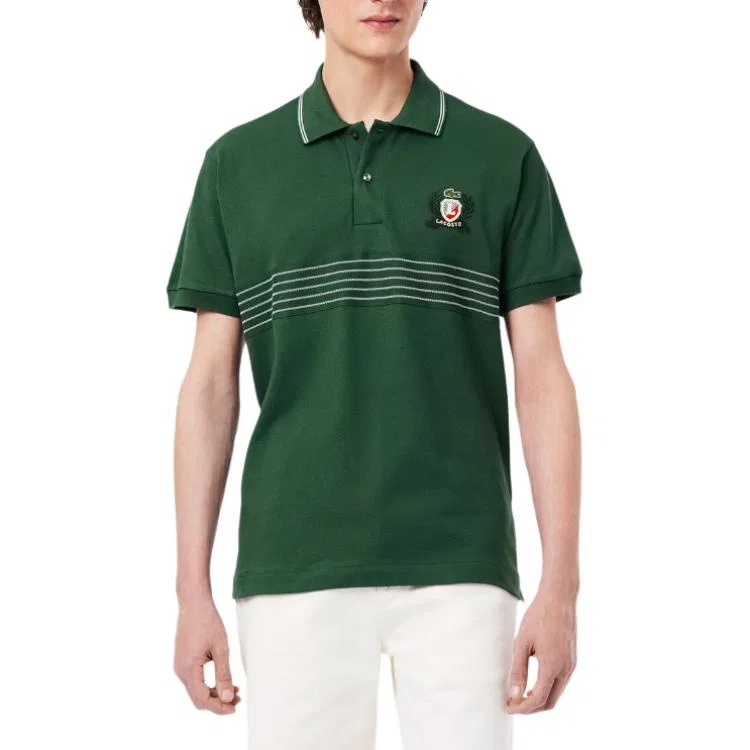 Поло Lacoste Classic Fit L.12.12 с вышитым крокодилом кремово-белый — фото 4
