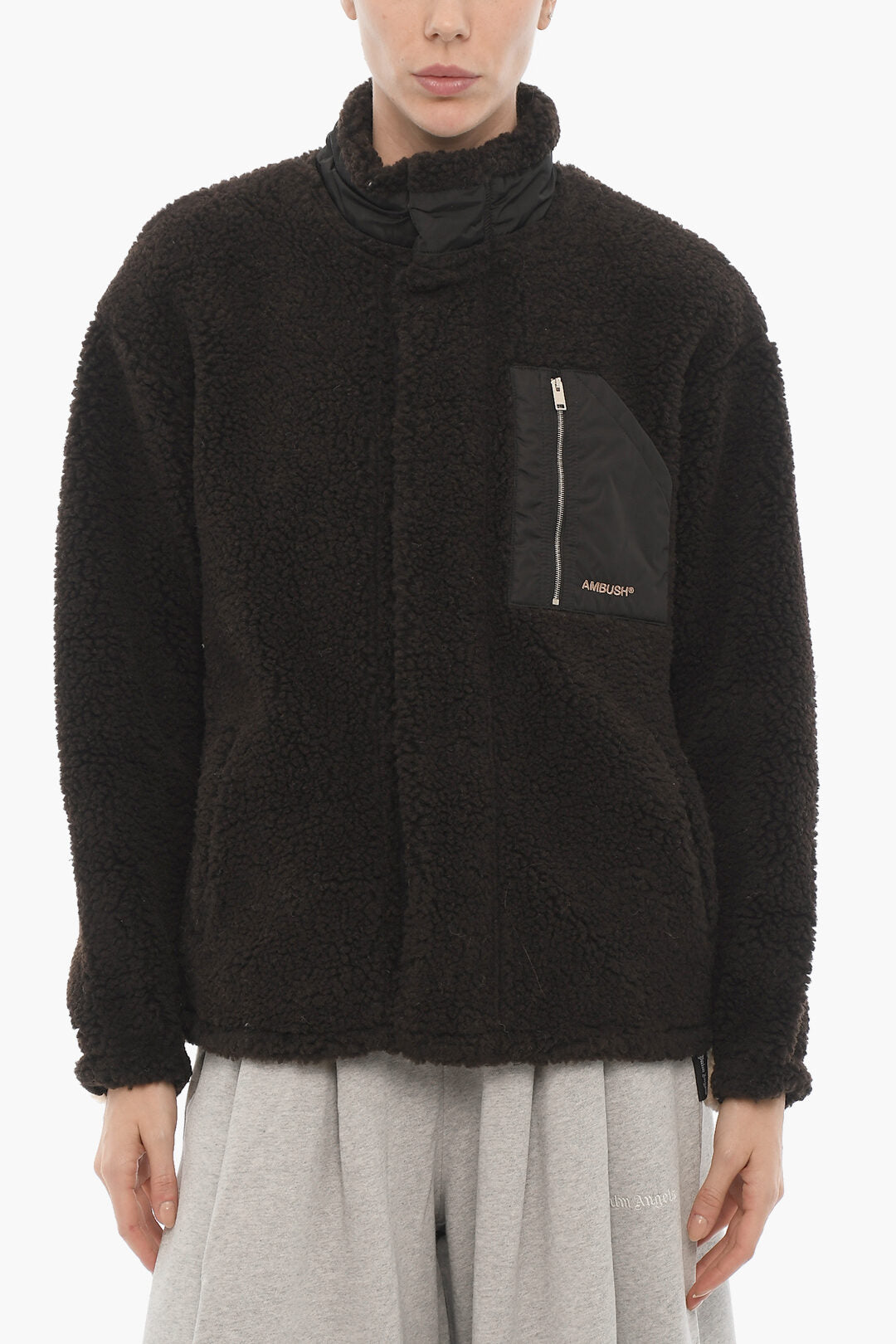 

Двухцветная флисовая куртка Ambush с нагрудным карманом, бежевый/коричневый