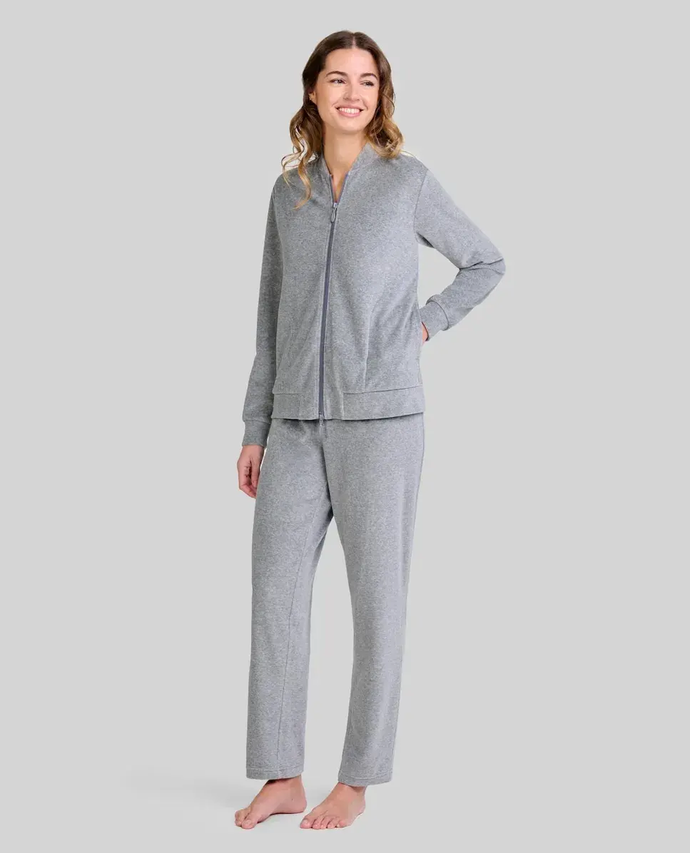 

Женская длинная пижама из бархата Lohe, серый