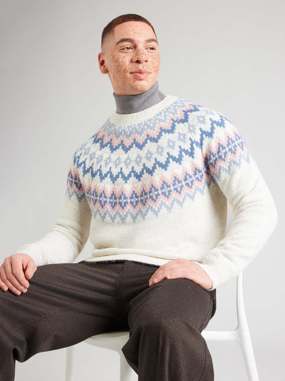 GAP Свитер 'FAIR ISLE YOKE' в белом цвете — фото 3
