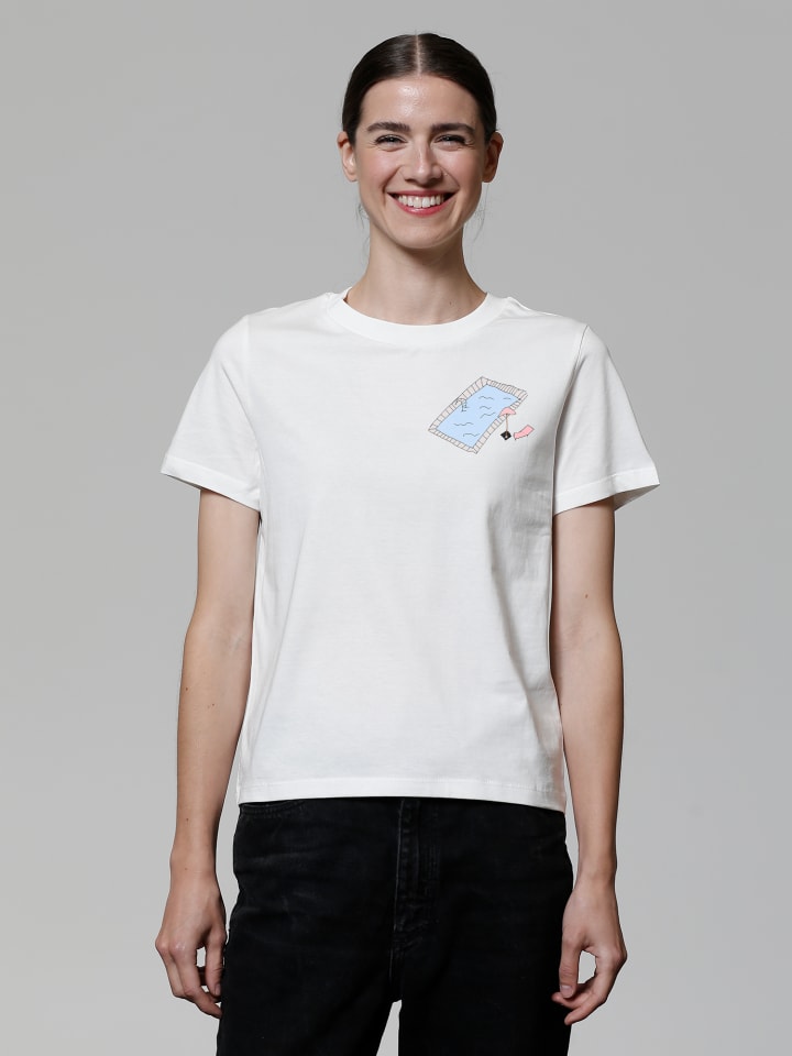 

Футболка с изображением бассейна, расслабляющая в кремово-белом цвете wat Apparel, Бежевый, Футболка с изображением бассейна, расслабляющая в кремово-белом цвете wat Apparel