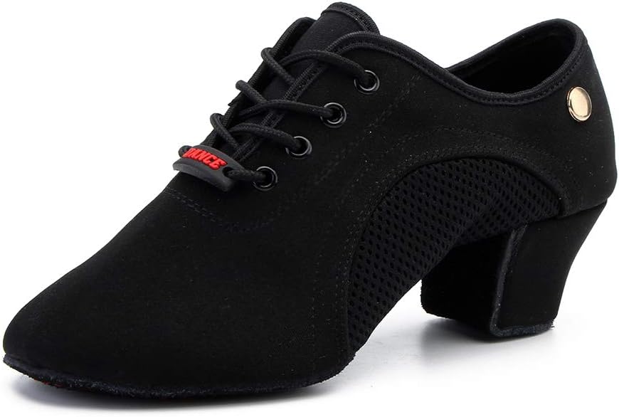 

Танцевальные туфли SWDZM для мужчин и женщин для бальных танцев с шнуровкой, современные латинские, для сальсы, для выступлений и репетиций, черный