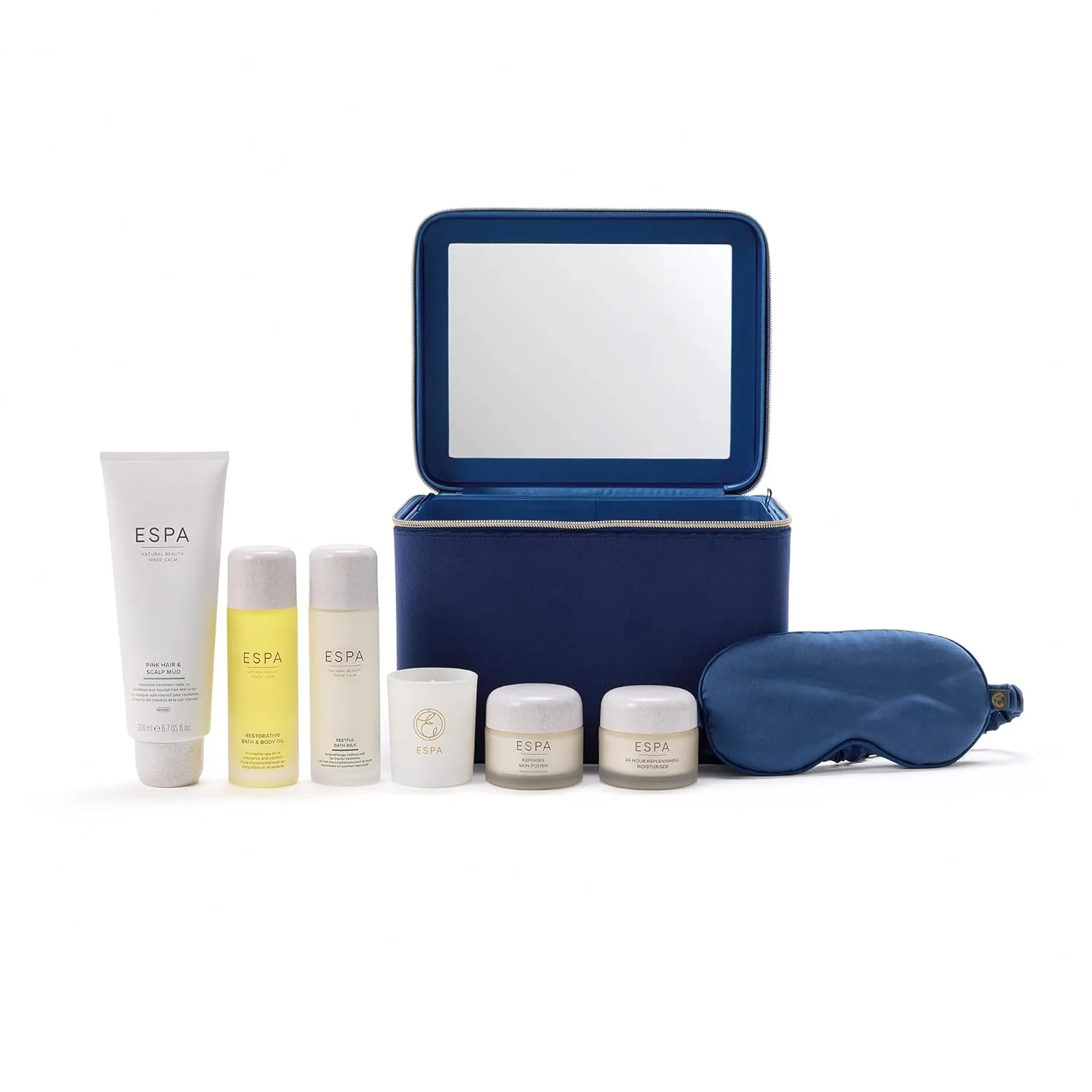 Набор для спа ESPA Experience Collection: 7 предметов на сумму $418 - очищающее средство, скраб, увлажняющий крем, маска для волос, масло для тела, свеча, шелковая маска для глаз и косметичка, Pink