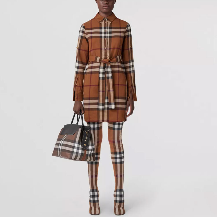 Burberry женское платье с длинными рукавами, цвет Brown — фото 2