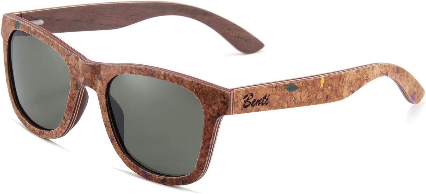 

Поляризованные солнцезащитные очки из пробки и кленового дерева для мужчин и женщин - Солнцезащитные очки из бамбука и дерева - Защита от УФ-излучения Picassos' Benti Shades, Brown
