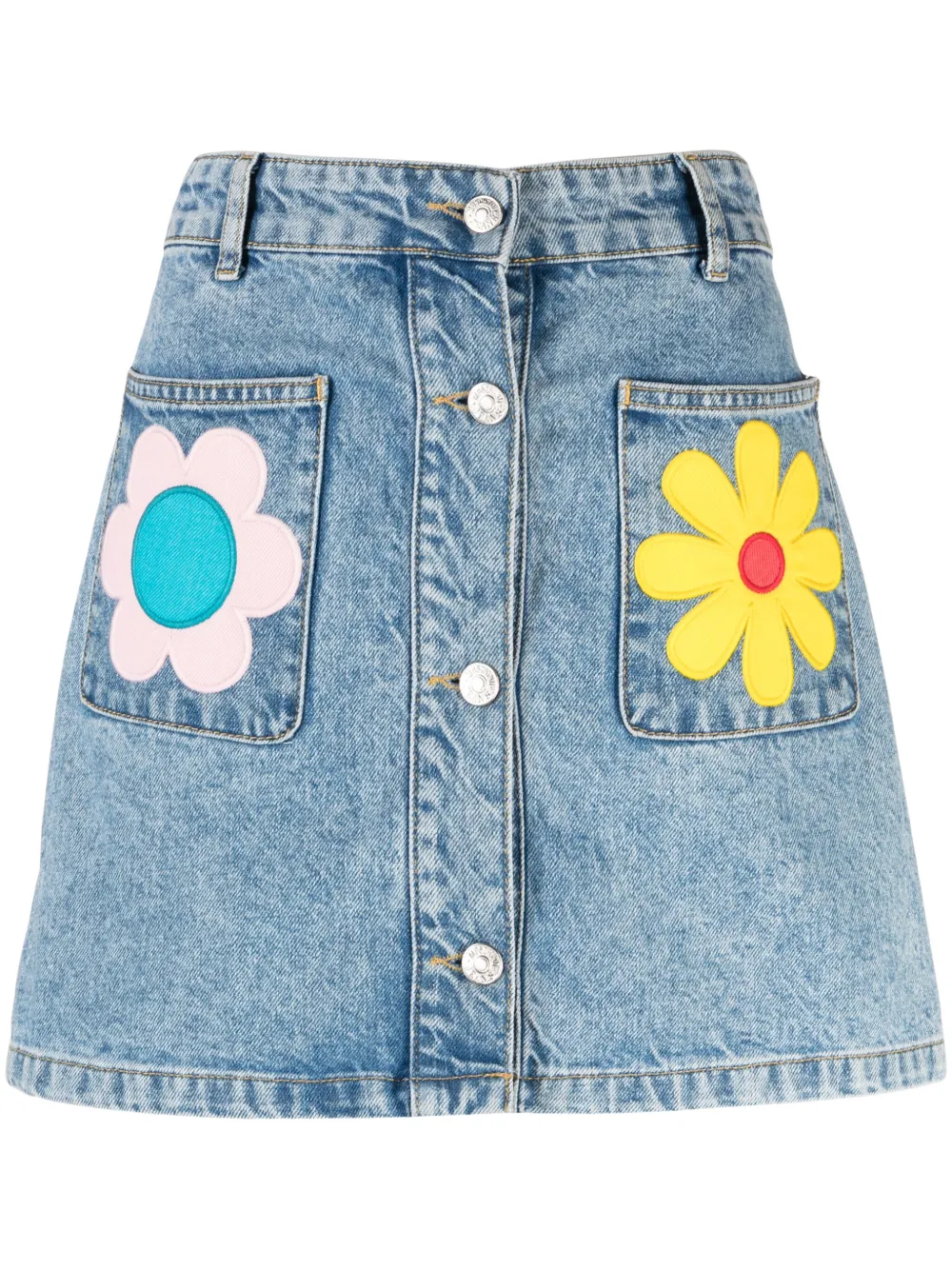 

Джинсовая мини-юбка с нашивками MOSCHINO JEANS, синий