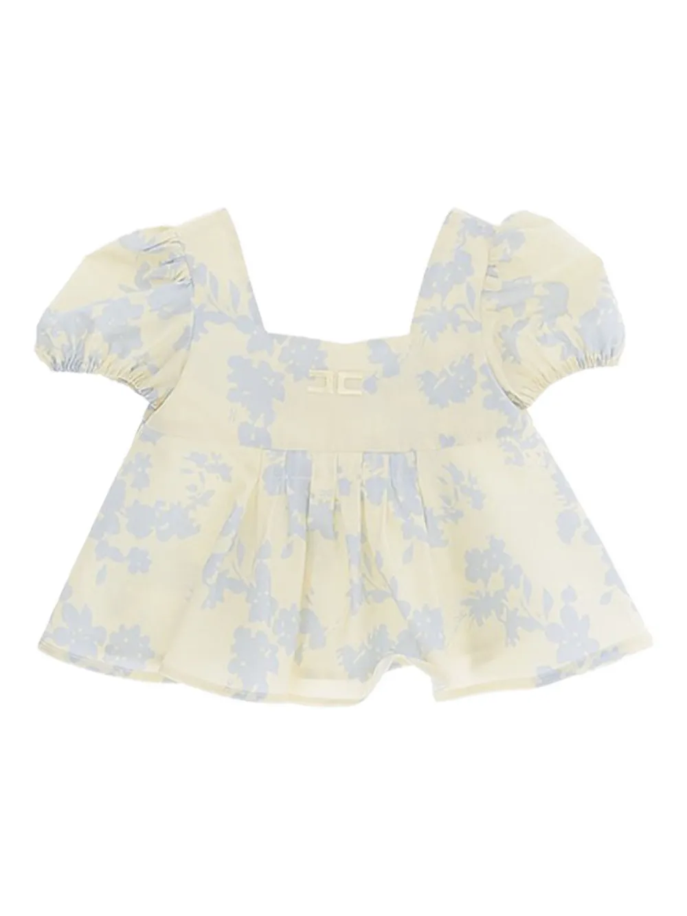

Топ с объемными рукавами и цветочным принтом Elisabetta Franchi Kids, желтый