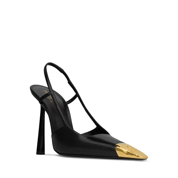 Женские туфли-лодочки Jeanne с открытой пяткой Saint Laurent, черный