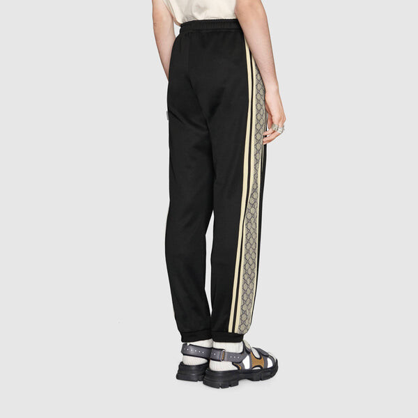Спортивные штаны GUCCI Oversize Technical Jersey Jogging Pant GG Logo Side Ribbon Jogging Pants For Men Black, черный — фото 4