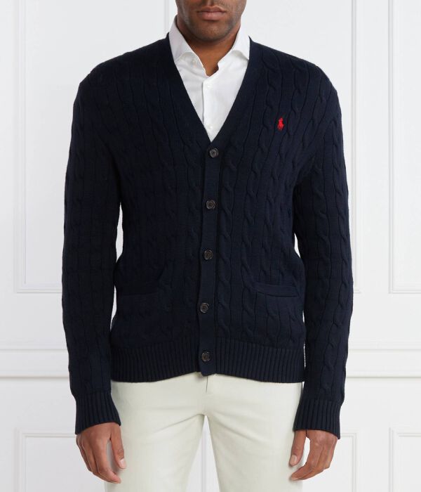 

Кардиган мужской Polo Ralph Lauren на пуговицах с узором косичка, синий
