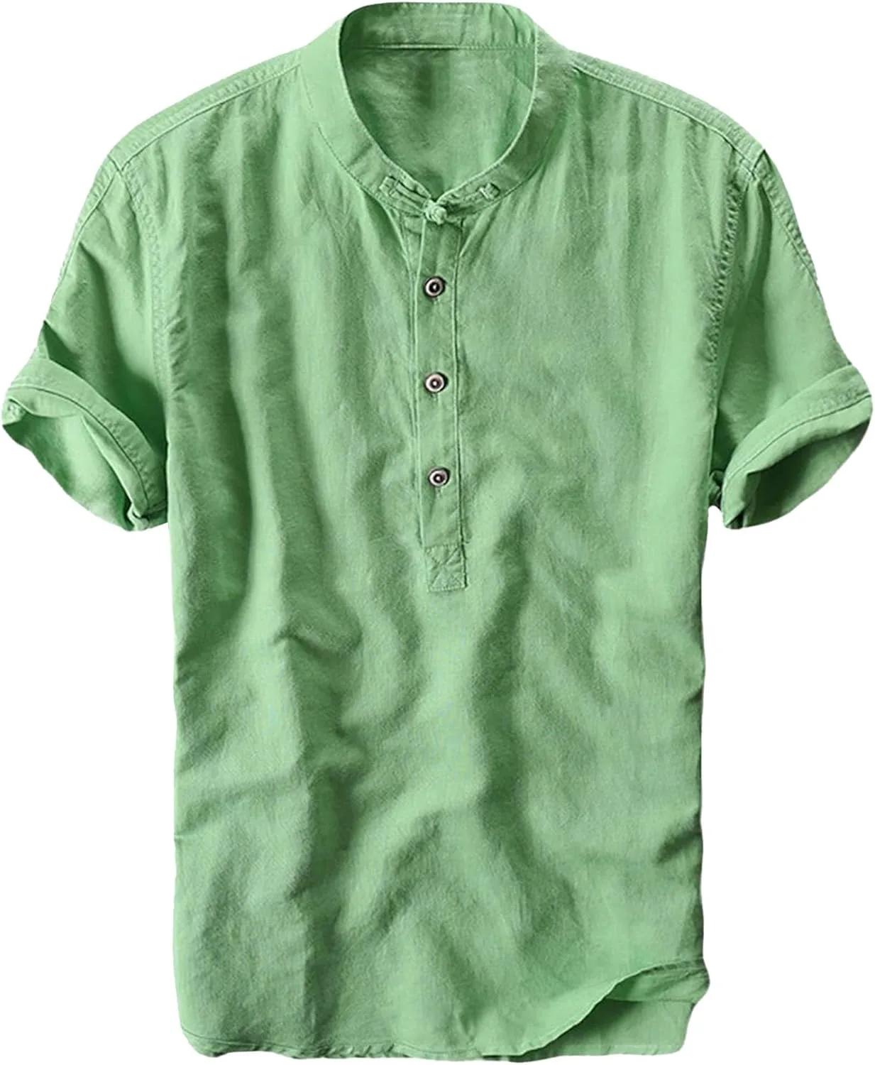 

Хлопковая льняная рубашка-поло Henley для мужчин, Regular-Fit, с коротким рукавом DGHM-JLMY