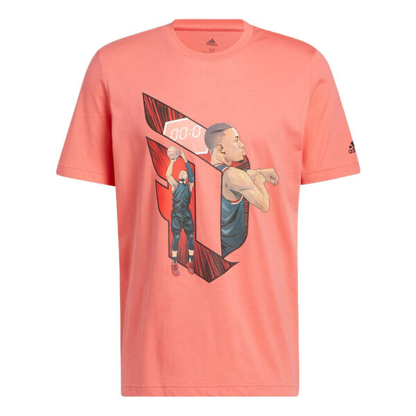

Футболка Adidas Dame Casual Basketball Cartoon Character Sports Round Neck Breathable Short Sleeve Pink, мультиколор
