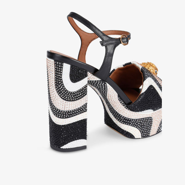Сандалии плетеные Kurt Geiger London с украшением из страз, черный / белый — фото 3