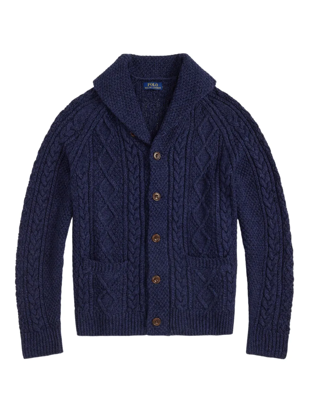 

Кардиган с воротником-шалькой, связанный косами POLO RALPH LAUREN, синий