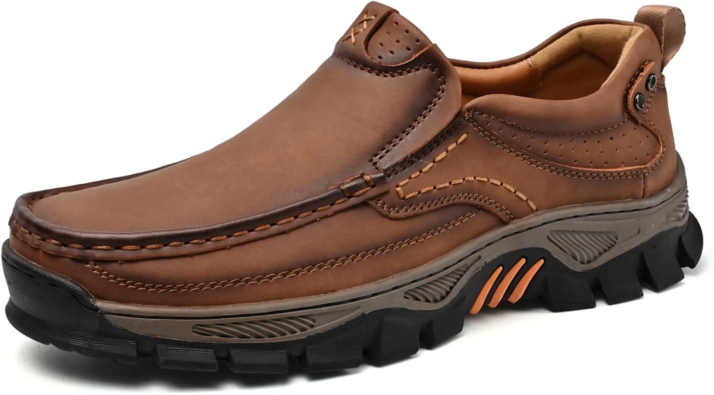 

Мужские прогулочные туфли из кожи, легкие, дышащие, повседневные лоферы без шнурков Mostelo, коричневый