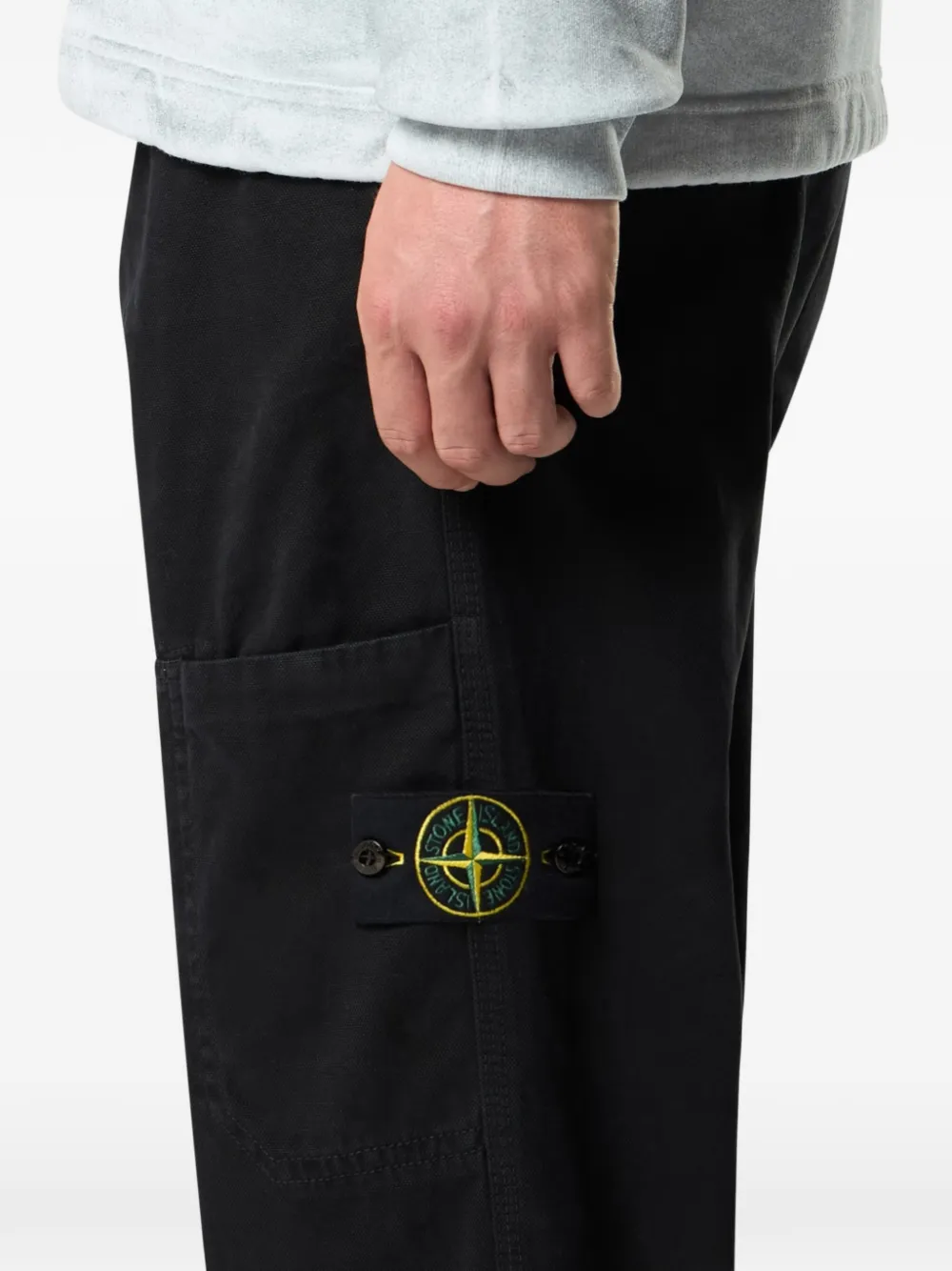 Брюки с кулиской и нашивкой-логотипом Stone Island, черный — фото 2