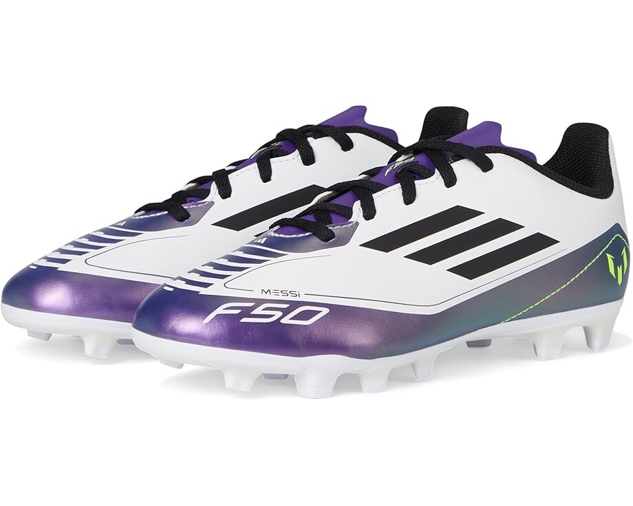 

Кроссовки adidas Kids F50 Club Messi Football Boots Flexible Ground, цвет White/Black/Unity Purple