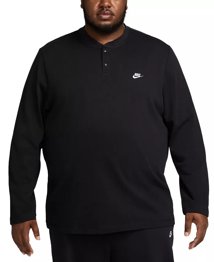 

Клубная мужская рубашка-поло с длинным рукавом свободного кроя Henley Nike, черный