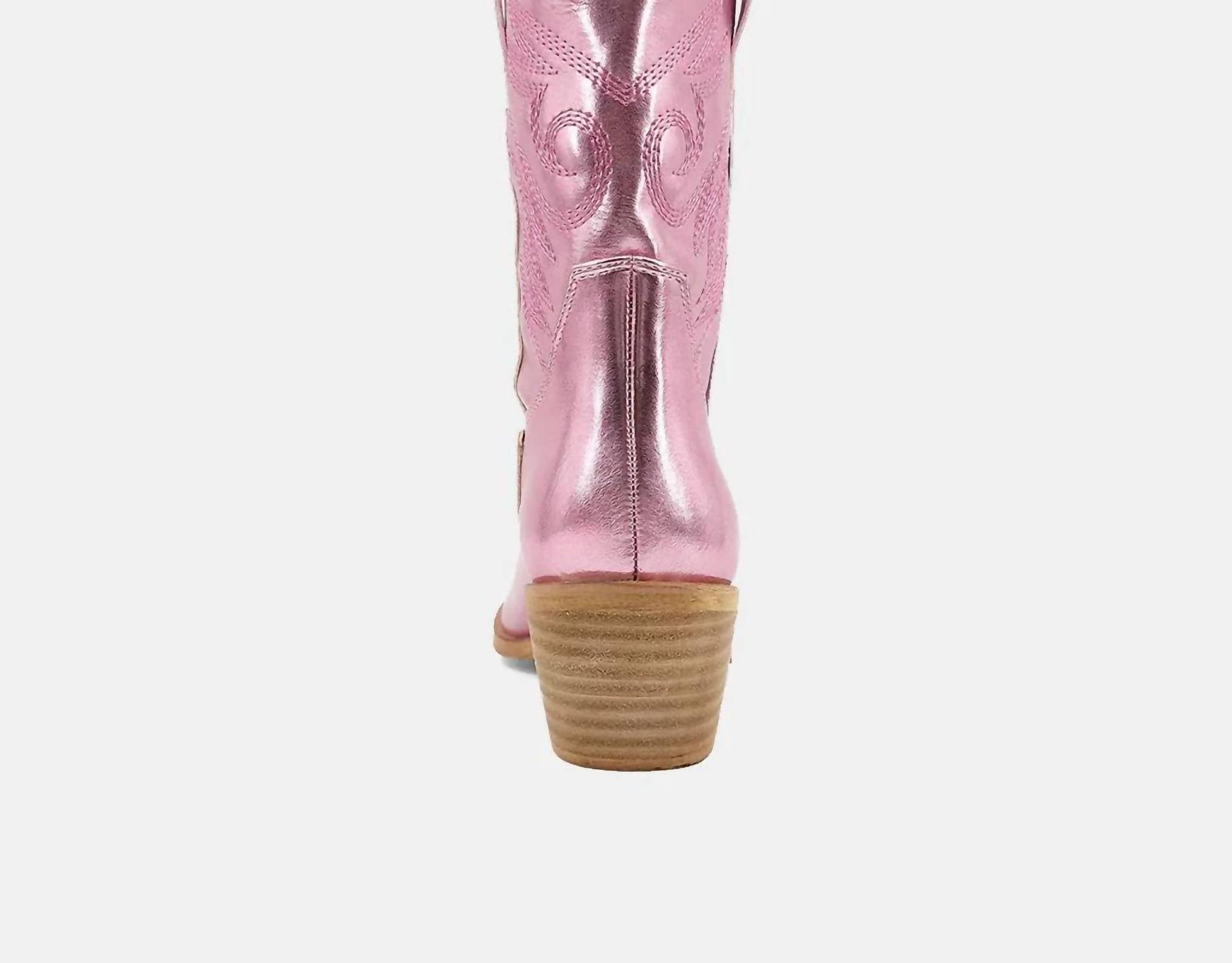 Женские ковбойские сапоги Zahara в металлическом розовом цвете SHU SHOP — фото 4