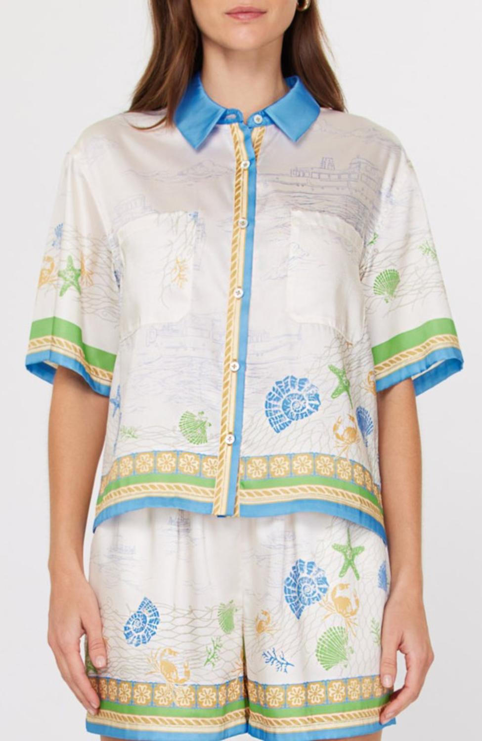 

Синяя разноцветная блуза с контрастными пуговицами Current air