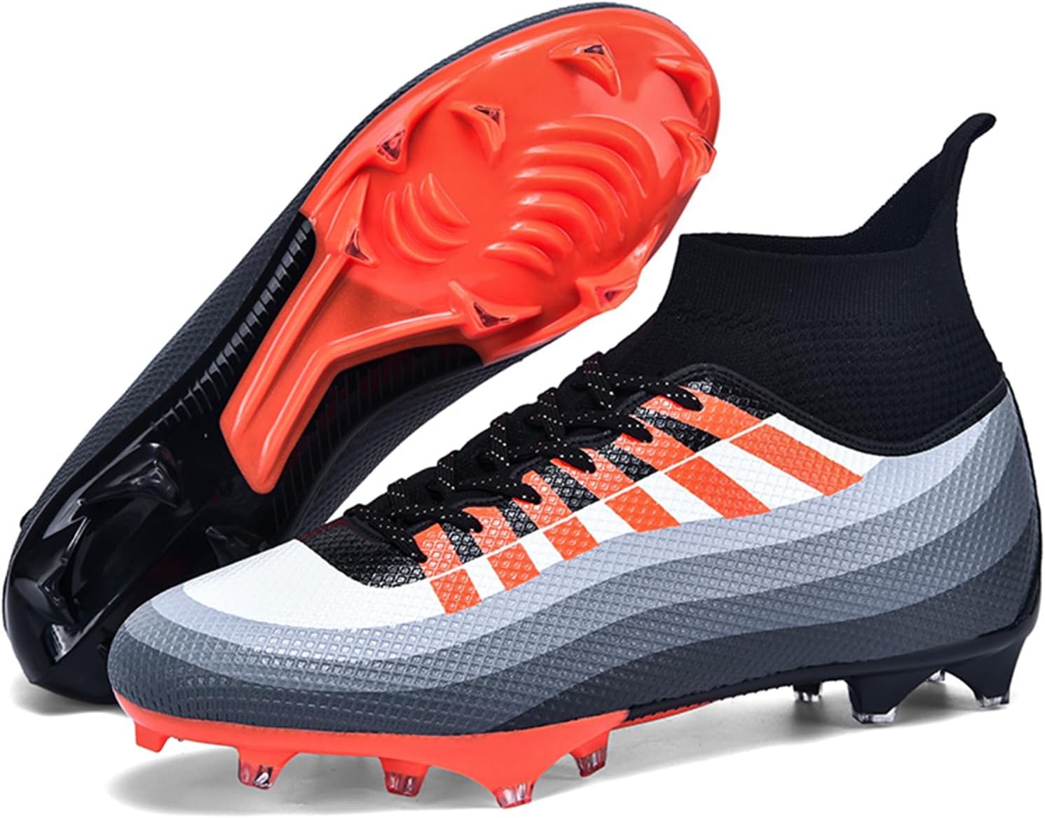 

Мужские высокие футбольные бутсы с шнуровкой, легкие для тренировок на улице, для футбола, регби, бега, лакросса и других видов спорта Netehadi, оранжевый