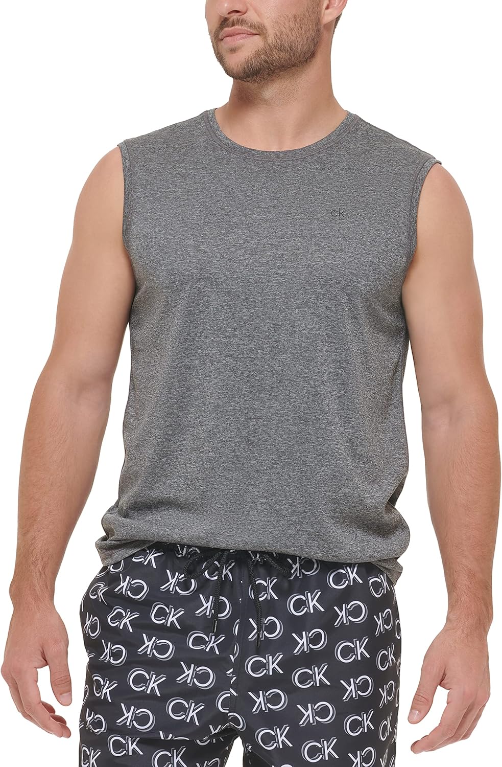 

Мужская стандартная быстросохнущая рубашка без рукавов Calvin Klein UPF 40+, Grey Heather