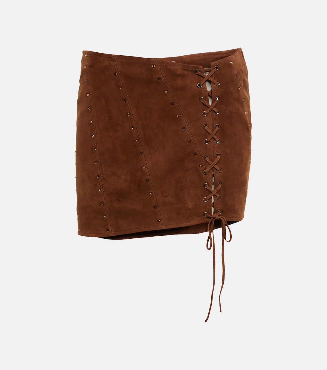 

Мини-юбка из замши, украшенная кристаллами Alessandra Rich, Light Brown