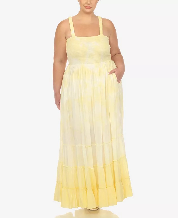 

Платье макси с рюшами и сборкой Plus Size White Mark, желтый