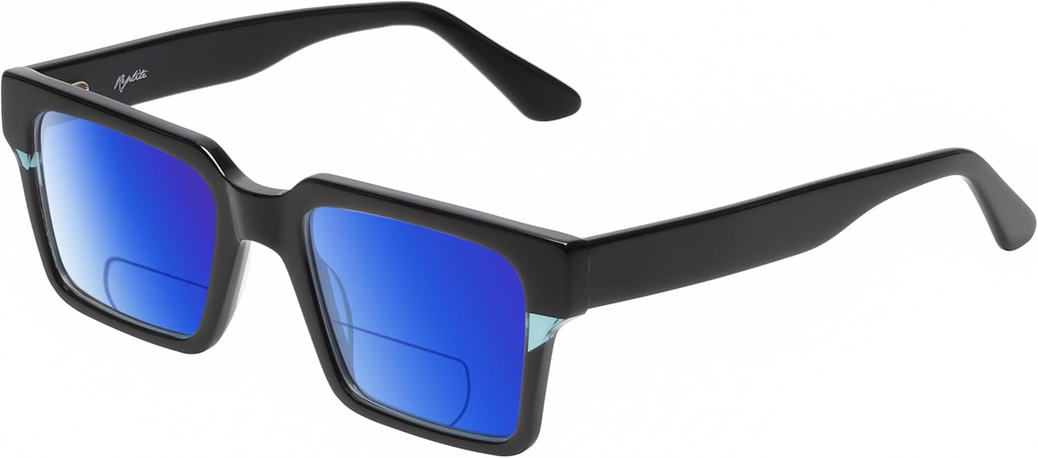 

Солнцезащитные очки Leatherback с поляризованными линзами и бифокальной линзой для чтения, мужские и женские, с защитой от УФ-излучения, для вождения, тонированные Reptile, Gloss Black Crystal Blue/Polarized Blue Mirror