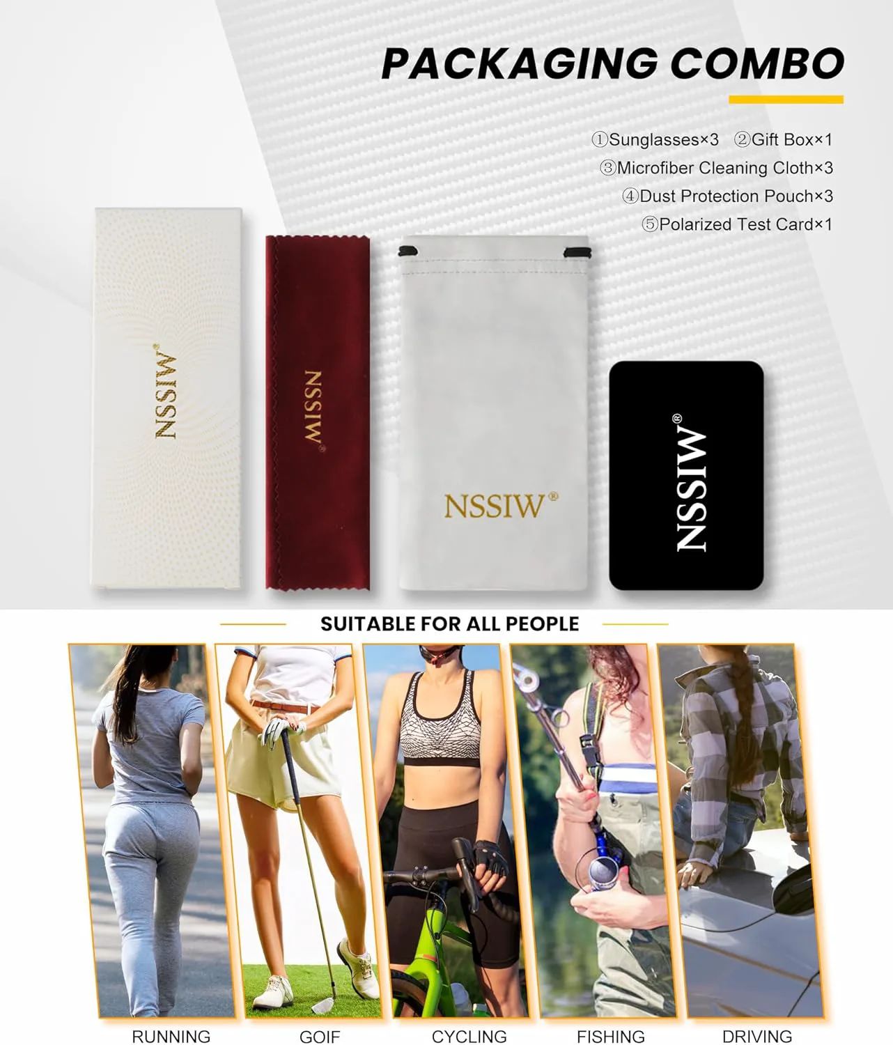 

Солнцезащитные очки NSSIW для мужчин, поляризованные: классические солнцезащитные очки с защитой UV400 для вождения, рыбалки, гольфа, Black+sakura Pink+pink