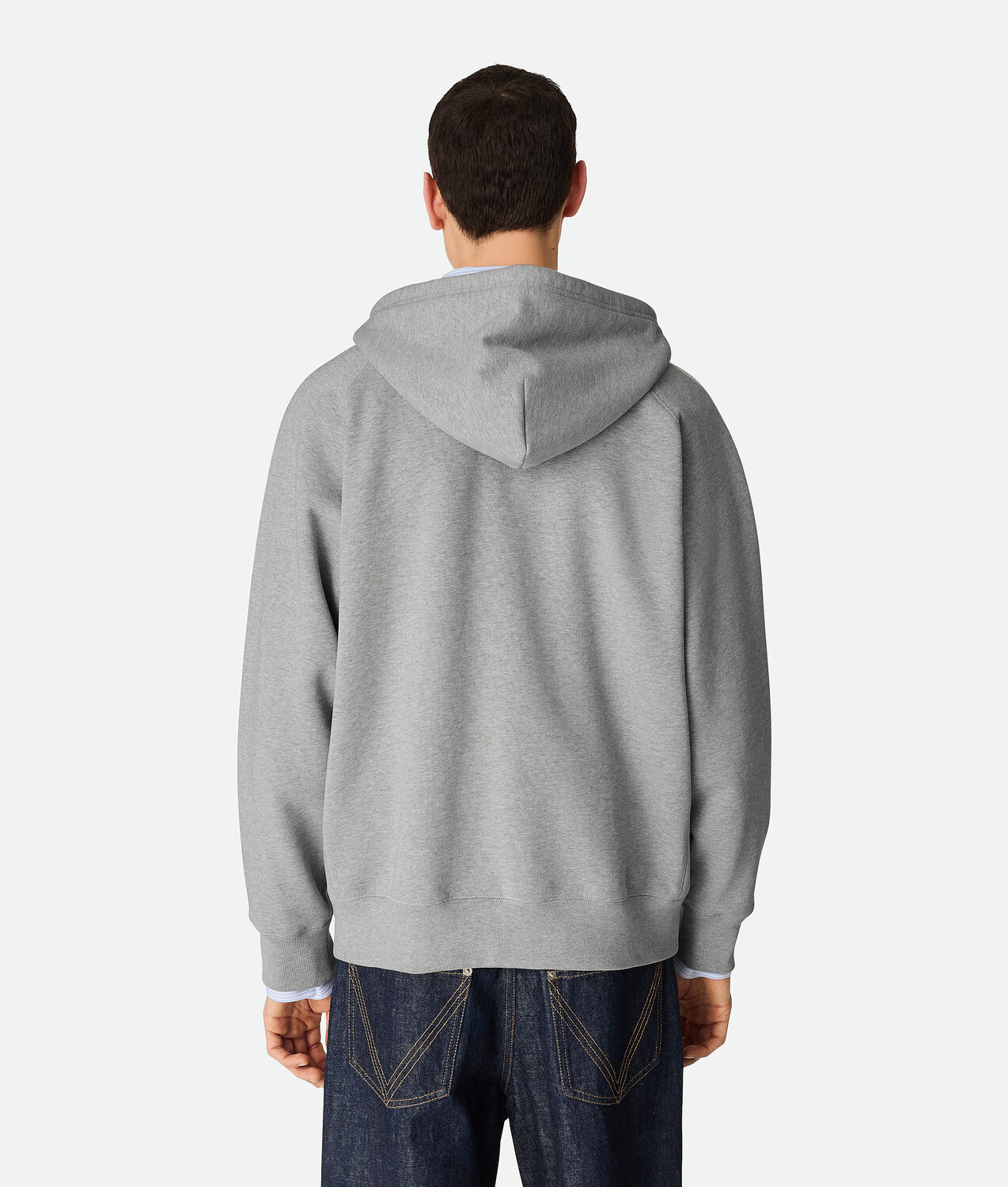 Cotton fleece zip hoodie BOTTEGA VENETA, светло-серый меланж — фото 3