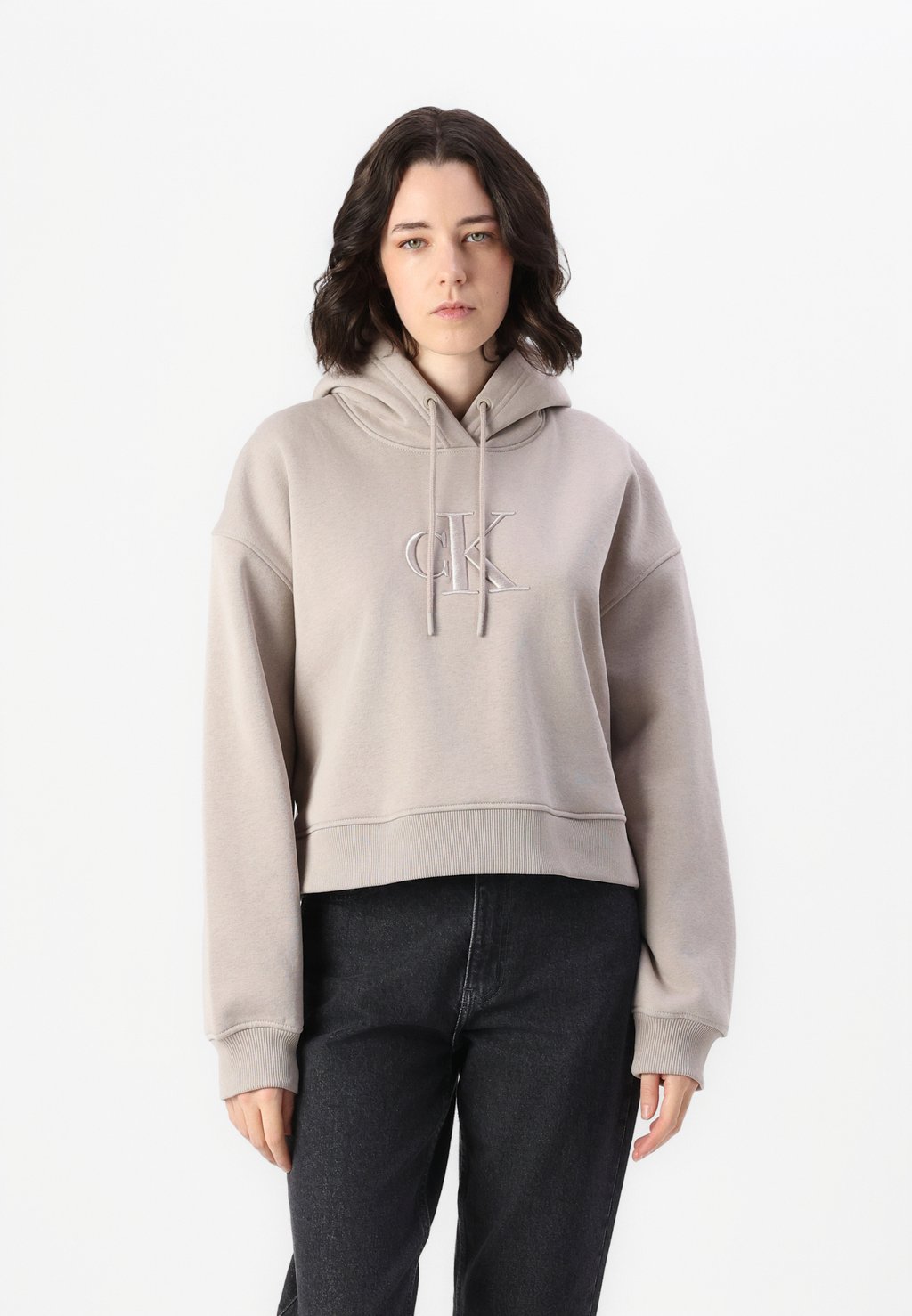 

Толстовка с капюшоном RAISED EMBROIDERY HOODIE Calvin Klein Jeans, белый